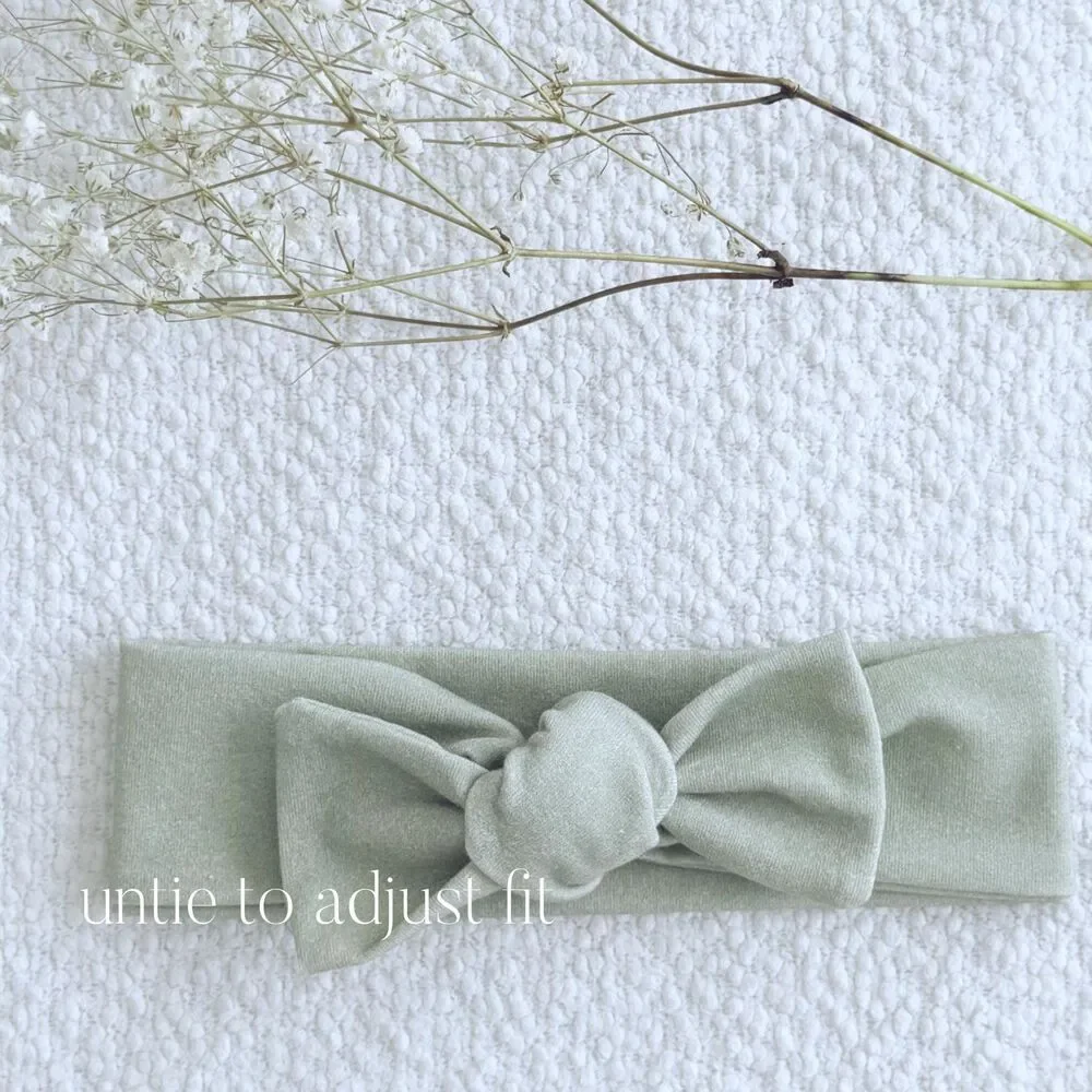 Organic Cotton Bow For Baby | Sustainable Headband | Earthy Sage | Minimalist